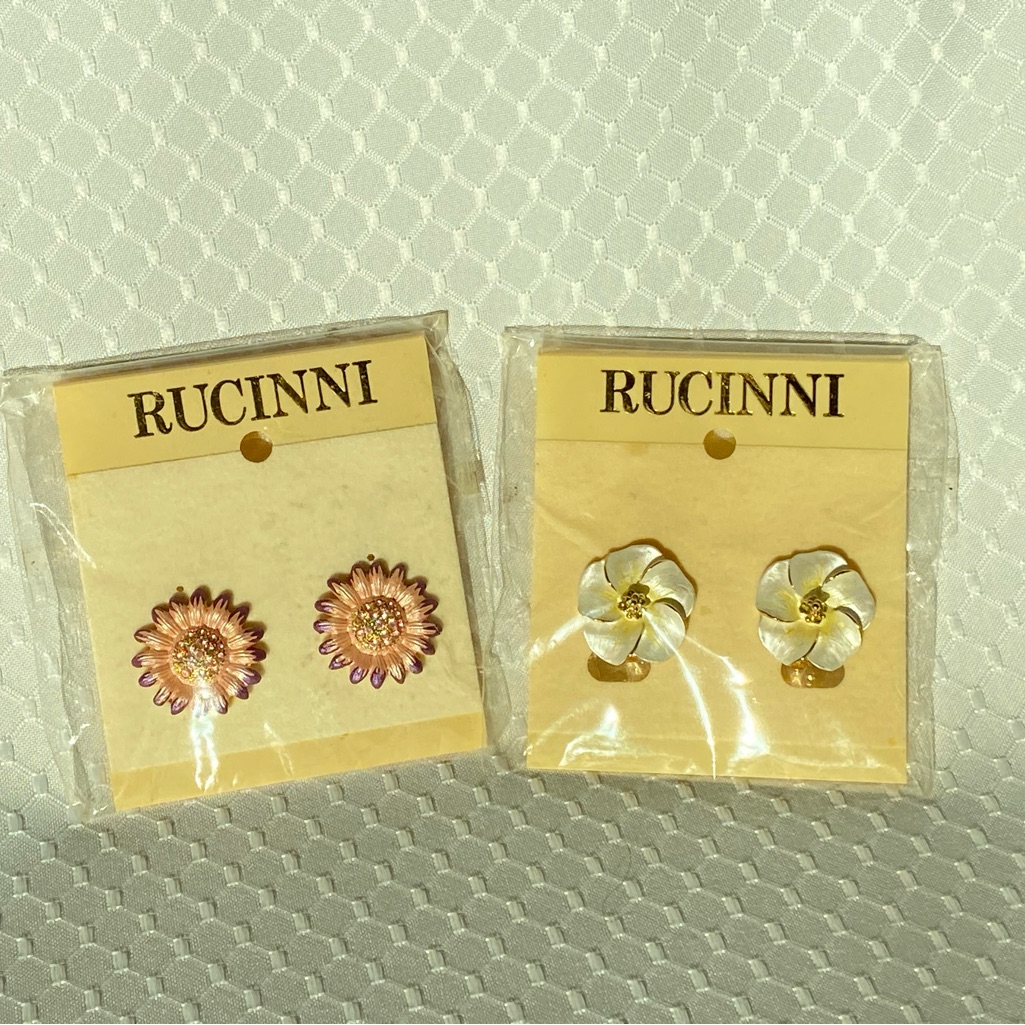 Rucinni Flower Enamel Clip-On Earrings 2 Pairs